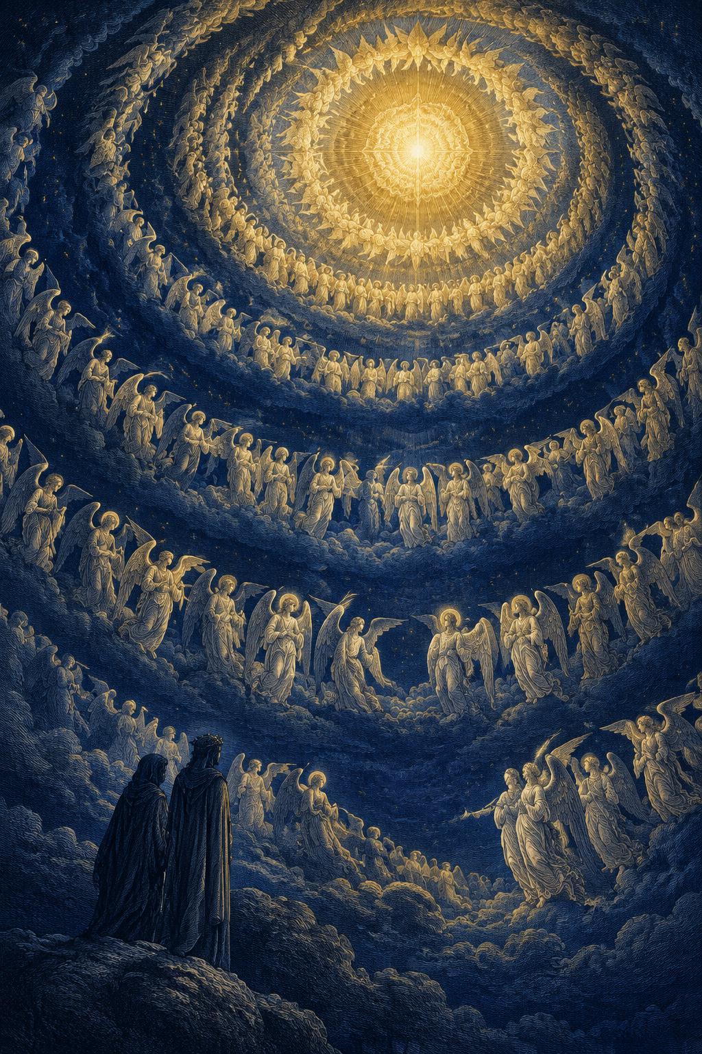 Rings of angels rising to divine light
